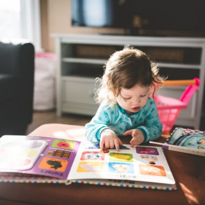 child reading book